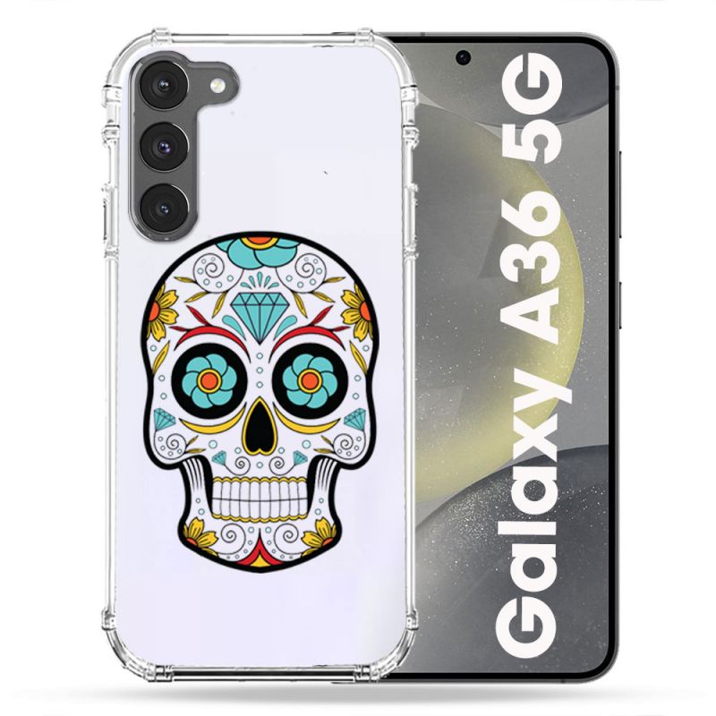 Coque Transparente Pour Samsung Galaxy A36 5G Tete Mort Color