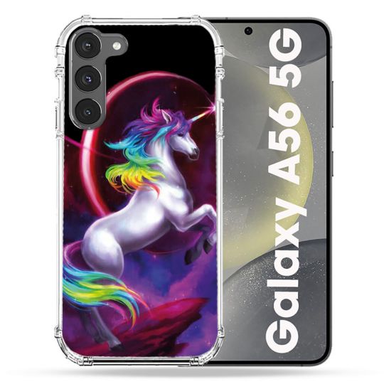 Coque Renforcée Pour Samsung Galaxy A56 5G Fantastique Licorne Arc en ciel