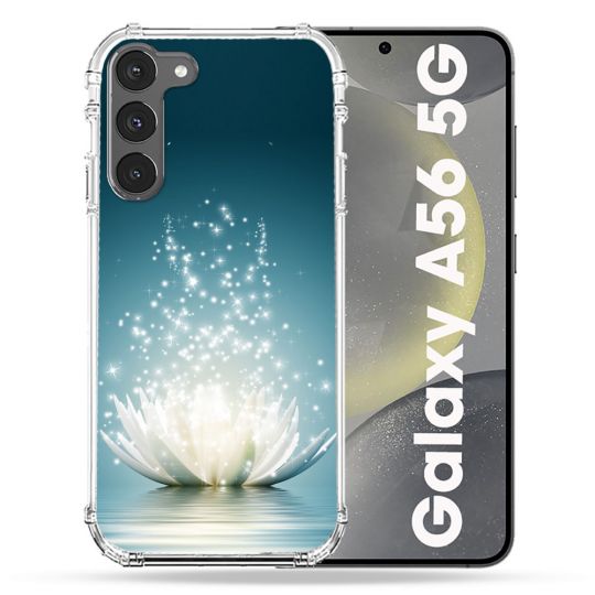 Coque Renforcée Pour Samsung Galaxy A56 5G Fleur Lotus Blanc