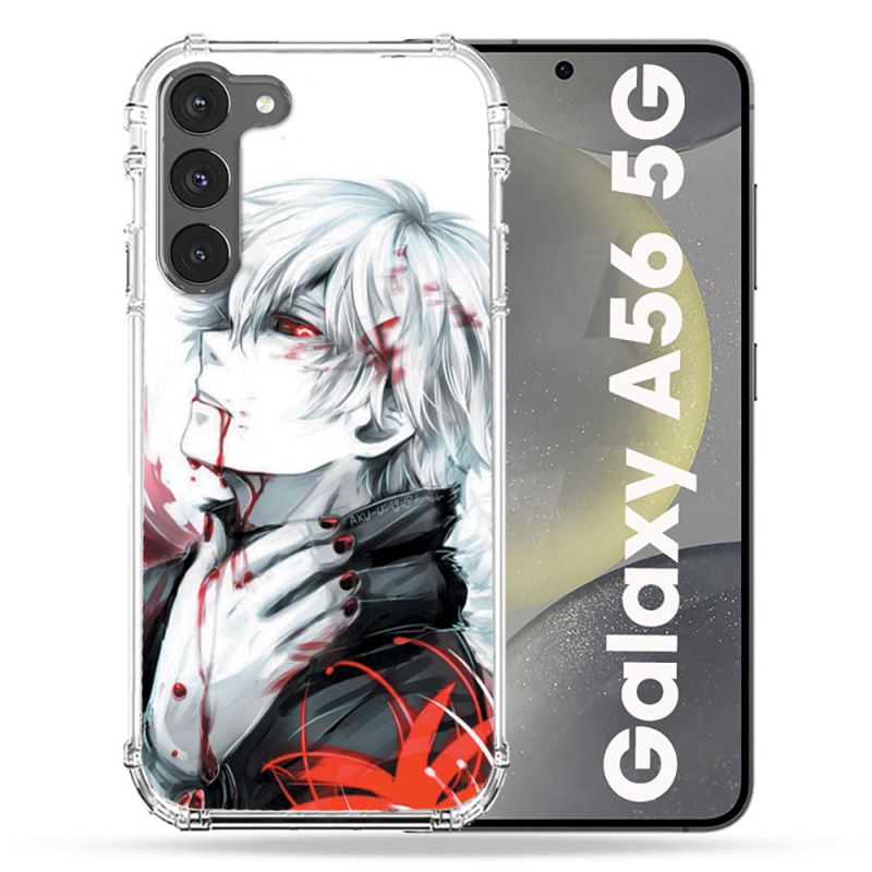 Coque Renforcée Pour Samsung Galaxy A56 5G Manga Tokyo Ghoul Kaneki Blanc