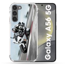 Coque Renforcée Pour Samsung Galaxy A56 5G Moto Course GP Blanche