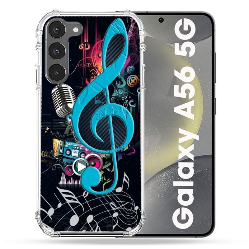 Coque Renforcée Pour Samsung Galaxy A56 5G Musique Cle Sol Bleu