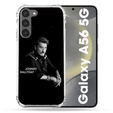 Coque Renforcée Pour Samsung Galaxy A56 5G Musique Johnny Hallyday Noir
