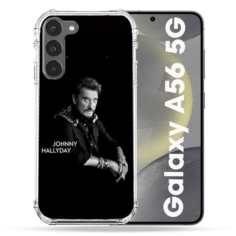 Coque Renforcée Pour Samsung Galaxy A56 5G Musique Johnny Hallyday Noir