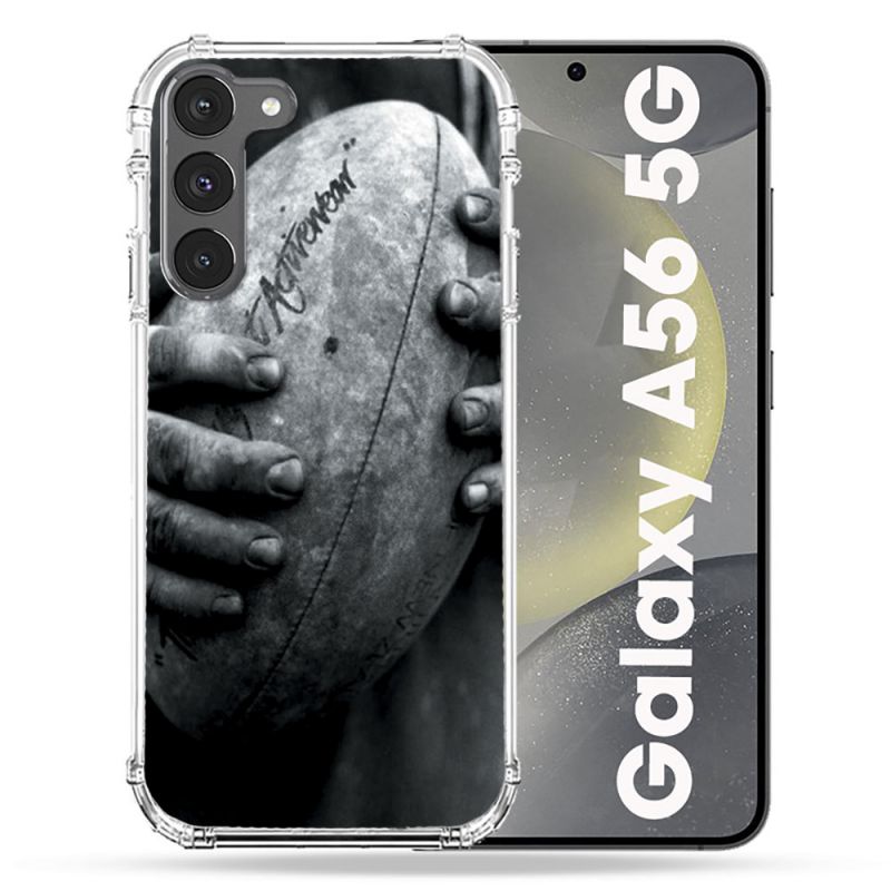 Coque Renforcée Pour Samsung Galaxy A56 5G Sport Rugby Ballon Vintage