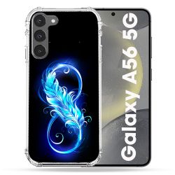 Coque Renforcée Pour Samsung Galaxy A56 5G Texture Plume Infini Bleu