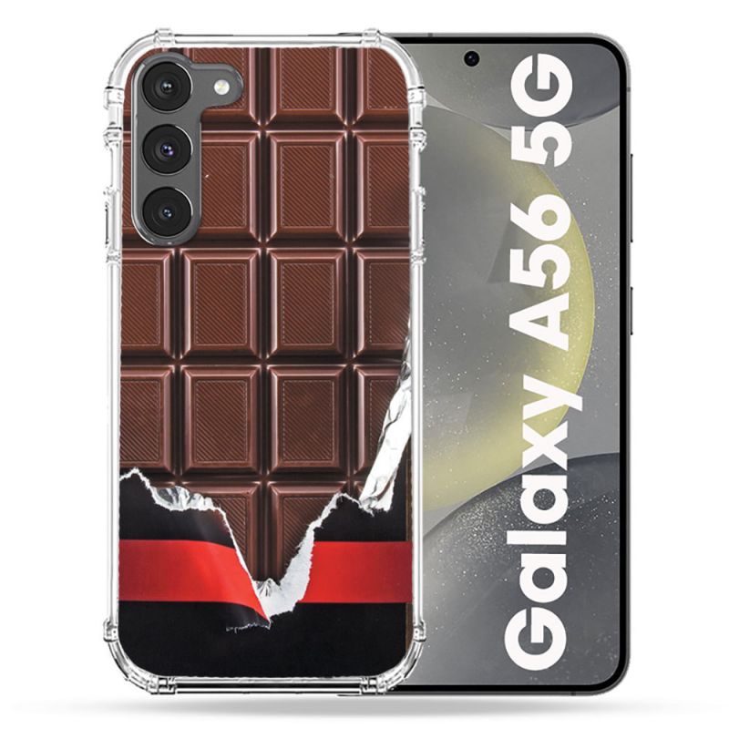 Coque Renforcée Pour Samsung Galaxy A56 5G Texture Trompe Oeil Chocolat