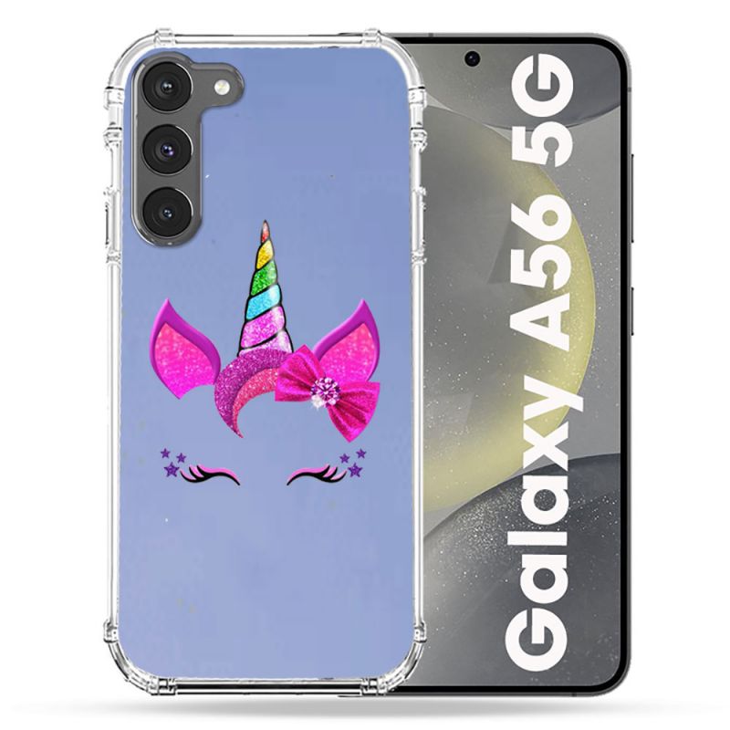 Coque Transparente Pour Samsung Galaxy A56 5G Licorne Paillette