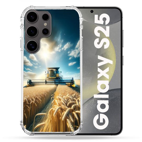 Coque Renforcée Pour Samsung Galaxy S25 Agriculture Moissonneuse Blé