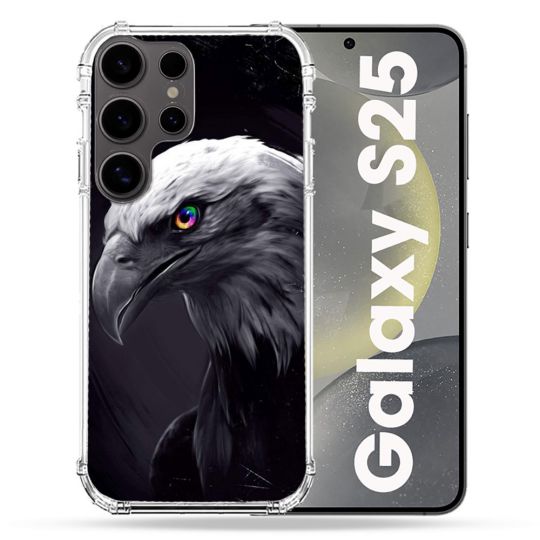 Coque Renforcée Pour Samsung Galaxy S25 Animal Aigle Royal Noir