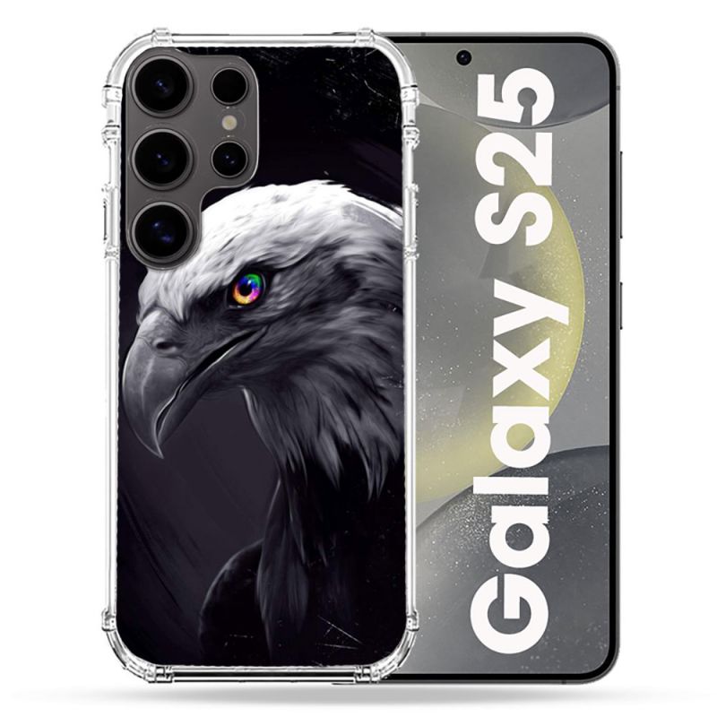 Coque Renforcée Pour Samsung Galaxy S25 Animal Aigle Royal Noir