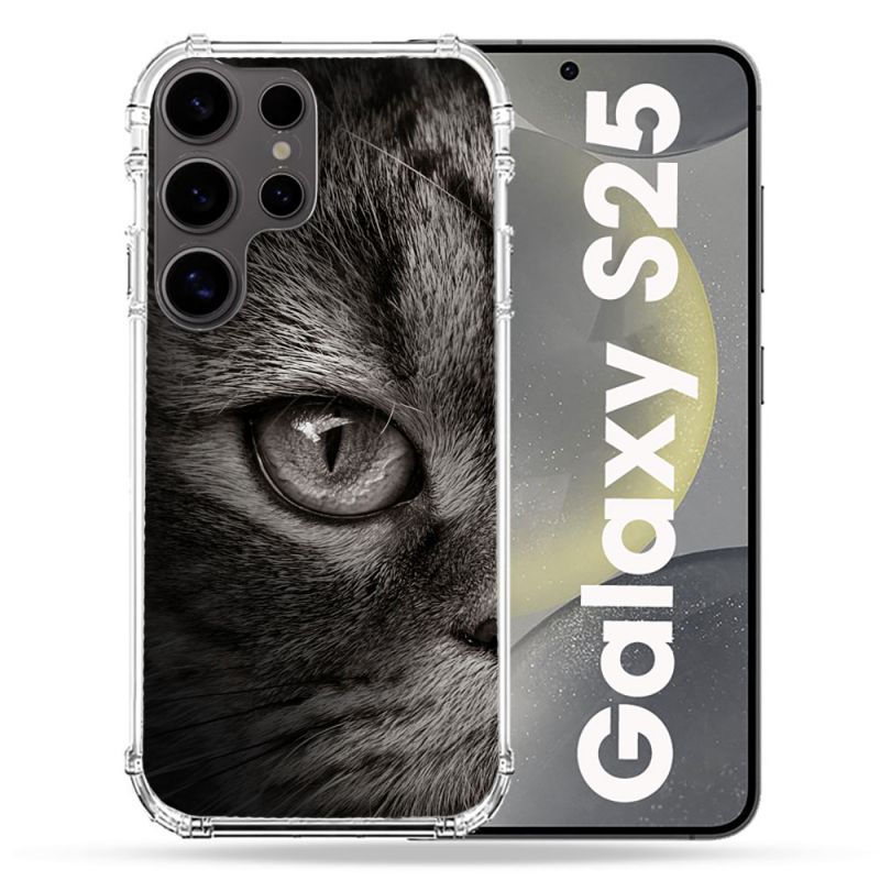Coque Renforcée Pour Samsung Galaxy S25 Animal Chat Gris