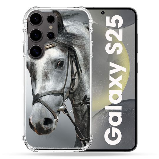 Coque Renforcée Pour Samsung Galaxy S25 Animal Cheval Blanc