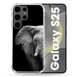 Coque Renforcée Pour Samsung Galaxy S25 Animal Elephant Noir