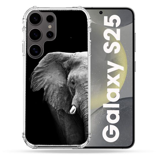 Coque Renforcée Pour Samsung Galaxy S25 Animal Elephant Noir