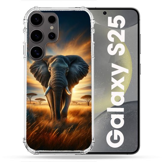 Coque Renforcée Pour Samsung Galaxy S25 Animal Elephant Savane