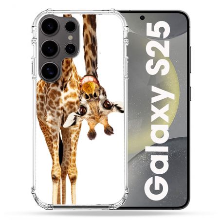 Coque Renforcée Pour Samsung Galaxy S25 Animal Girafe Blanche