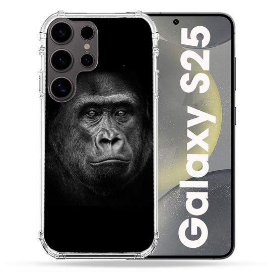 Coque Renforcée Pour Samsung Galaxy S25 Animal Gorille Noir