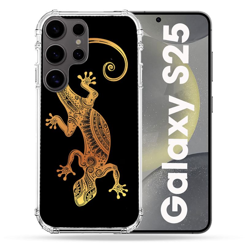 Coque Renforcée Pour Samsung Galaxy S25 Animal Lezard Noir