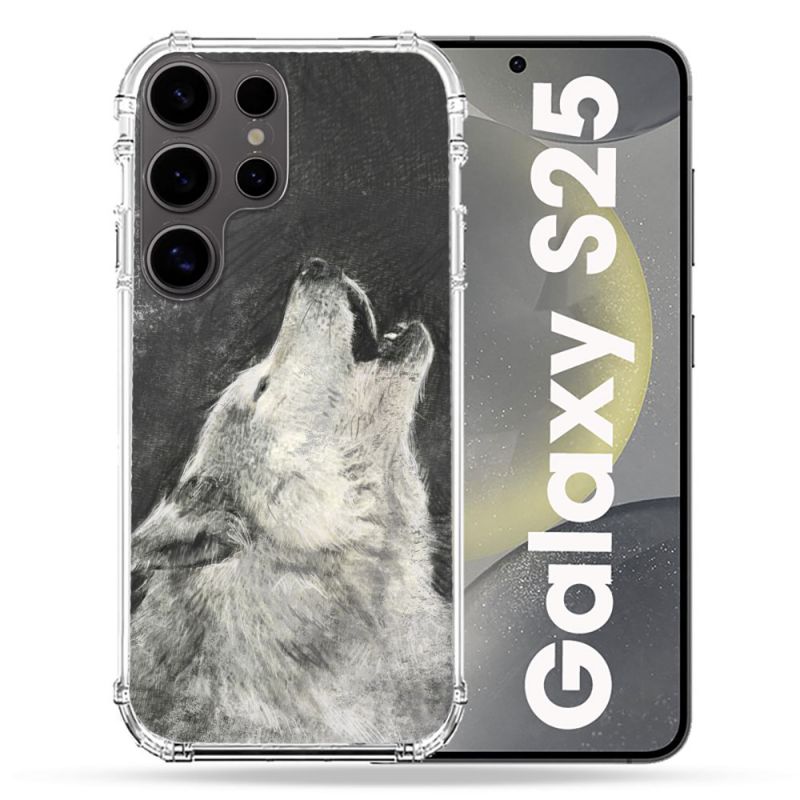 Coque Renforcée Pour Samsung Galaxy S25 Animal Loup Hurlement