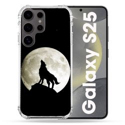 Coque Renforcée Pour Samsung Galaxy S25 Animal Loup Noir