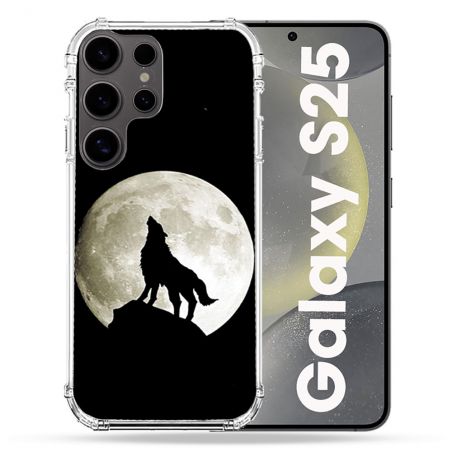 Coque Renforcée Pour Samsung Galaxy S25 Animal Loup Noir