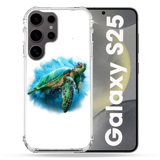 Coque Renforcée Pour Samsung Galaxy S25 Animal Tortue Blanche multicolore