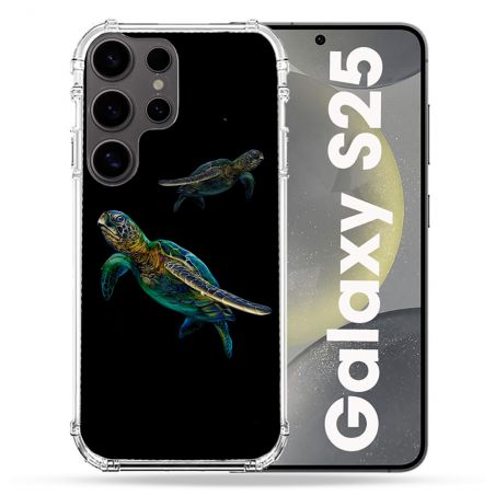 Coque Renforcée Pour Samsung Galaxy S25 Animal Tortue Noire multicolore