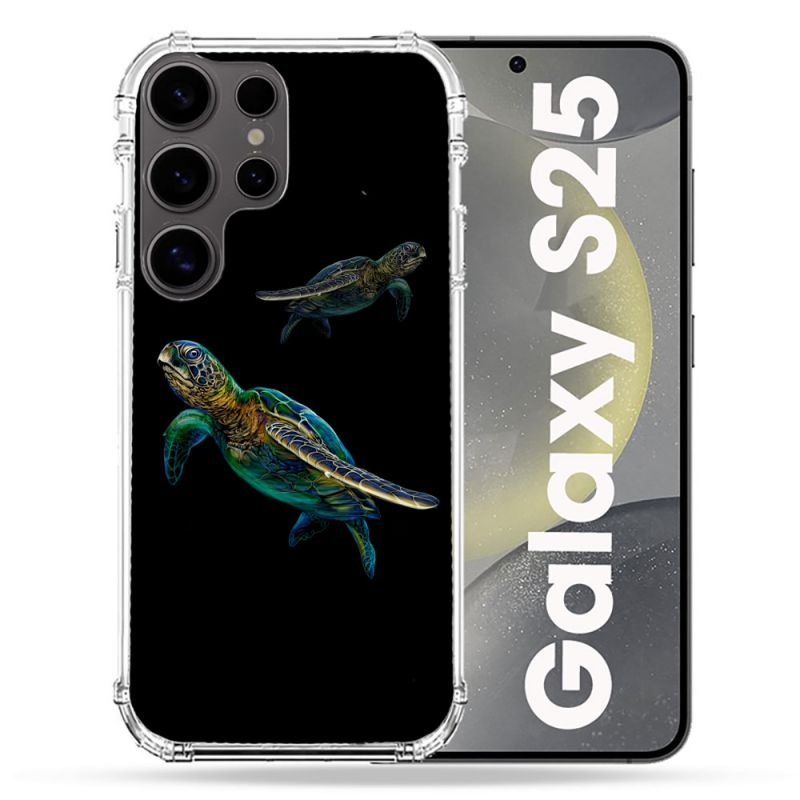 Coque Renforcée Pour Samsung Galaxy S25 Animal Tortue Noire multicolore