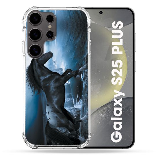 Coque Renforcée Pour Samsung Galaxy S25 PLUS Animal Cheval Noir
