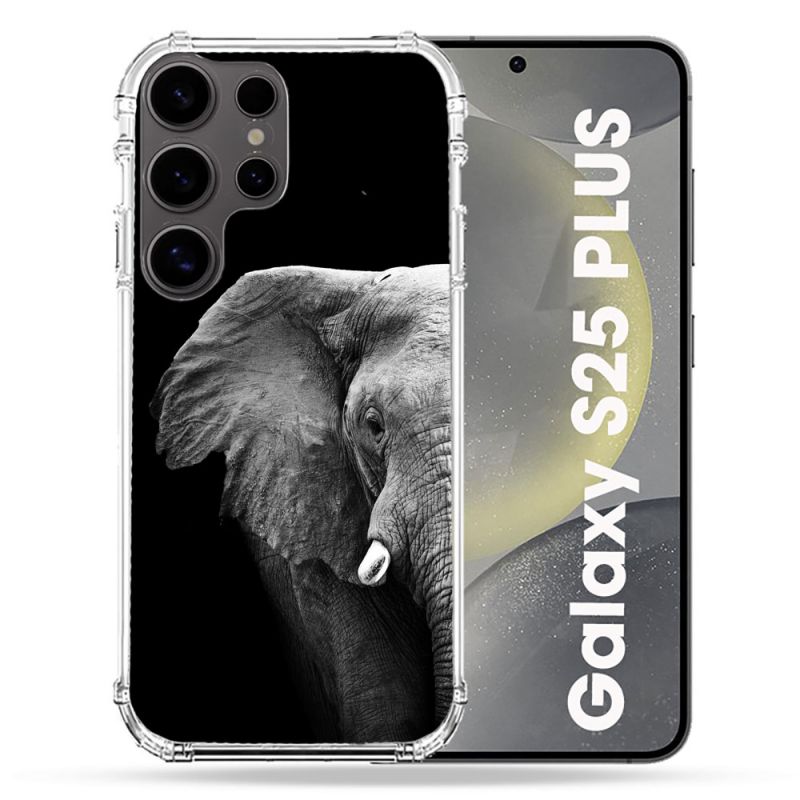 Coque Renforcée Pour Samsung Galaxy S25 PLUS Animal Elephant Noir