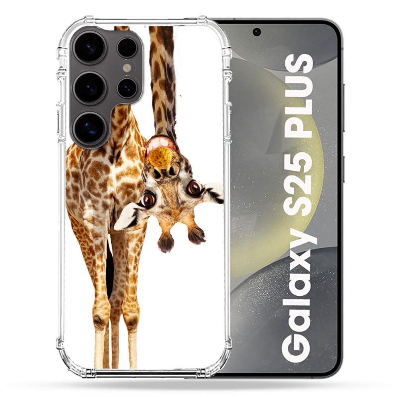 Coque Renforcée Pour Samsung Galaxy S25 PLUS Animal Girafe Blanche