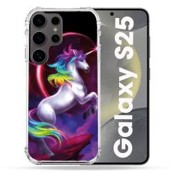 Coque Renforcée Pour Samsung Galaxy S25 Fantastique Licorne Arc en ciel