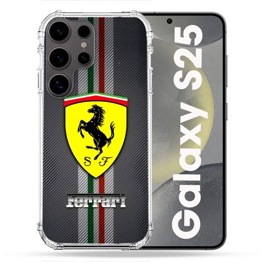 Coque Renforcée Pour Samsung Galaxy S25 Ferrari Carbone