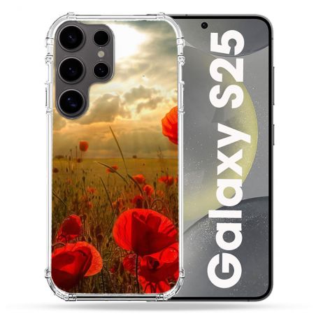 Coque Renforcée Pour Samsung Galaxy S25 Fleur Coquelicot
