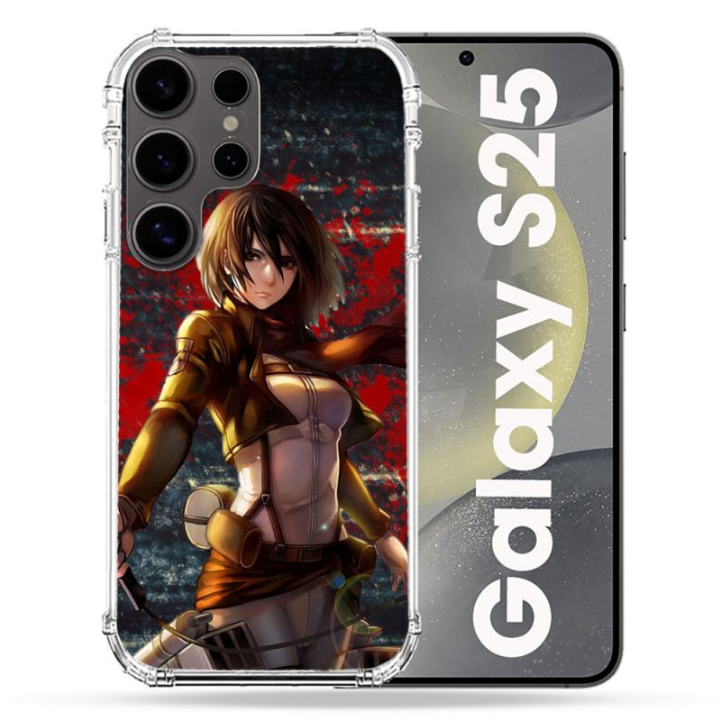 Coque Renforcée Pour Samsung Galaxy S25 Manga Attaque Titans Mikasa