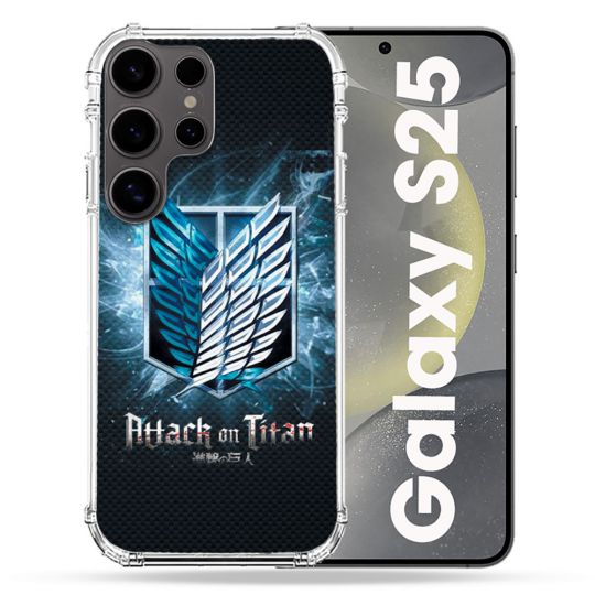 Coque Renforcée Pour Samsung Galaxy S25 Manga Attaque Titans Noir