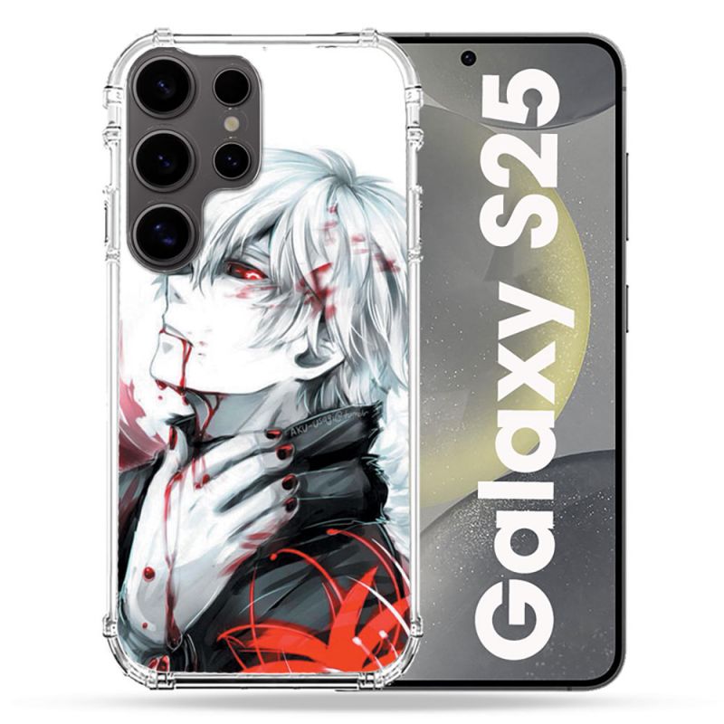 Coque Renforcée Pour Samsung Galaxy S25 Manga Tokyo Ghoul Kaneki Blanc