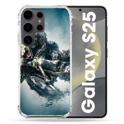 Coque Renforcée Pour Samsung Galaxy S25 Moto Cross Ombre