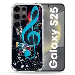 Coque Renforcée Pour Samsung Galaxy S25 Musique Cle Sol Bleu