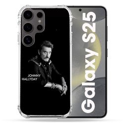 Coque Renforcée Pour Samsung Galaxy S25 Musique Johnny Hallyday Noir