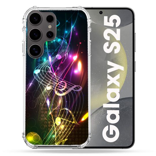 Coque Renforcée Pour Samsung Galaxy S25 Musique Partition Multicolore