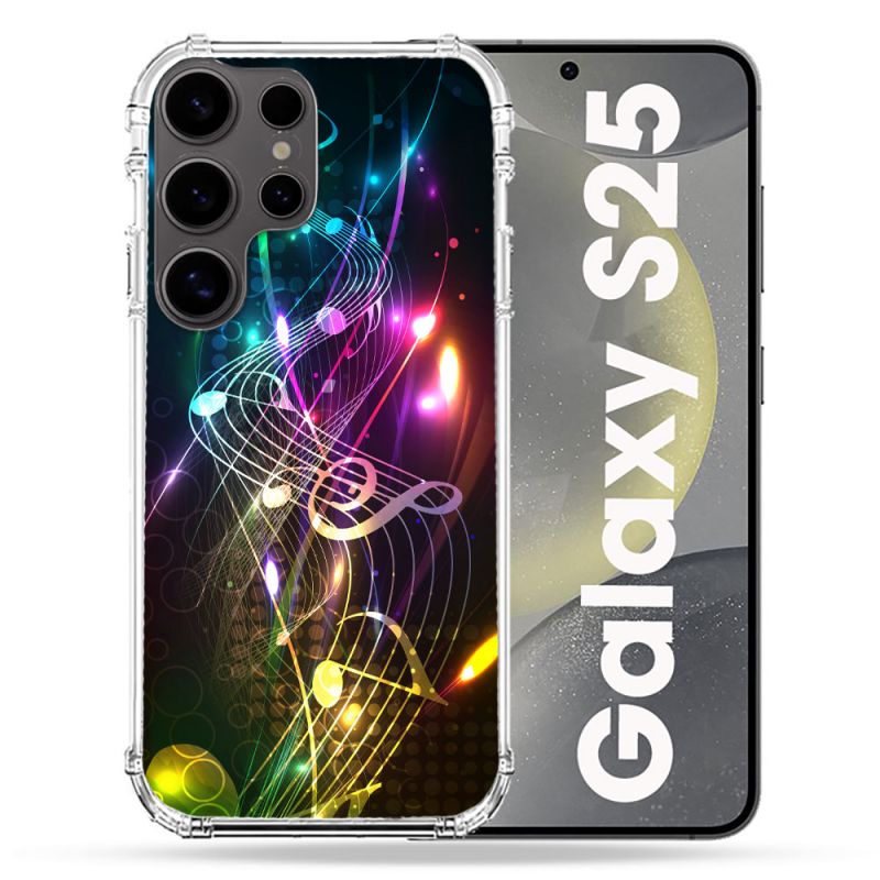 Coque Renforcée Pour Samsung Galaxy S25 Musique Partition Multicolore