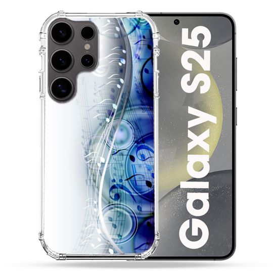 Coque Renforcée Pour Samsung Galaxy S25 Musique Partition Vague