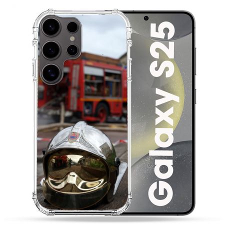 Coque Renforcée Pour Samsung Galaxy S25 Pompier Casque Camion