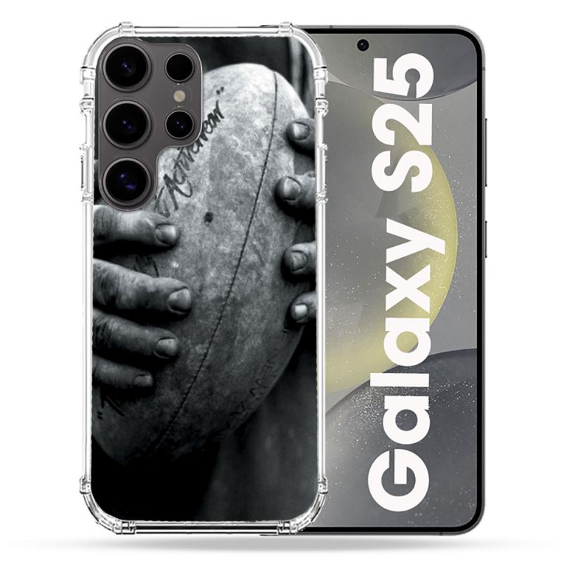 Coque Renforcée Pour Samsung Galaxy S25 Sport Rugby Ballon Vintage