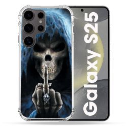 Coque Renforcée Pour Samsung Galaxy S25 Tete de Mort Doigt
