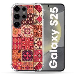 Coque Renforcée Pour Samsung Galaxy S25 Texture Carreau Ciment Rouge