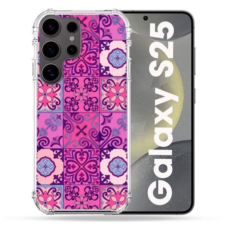 Coque Renforcée Pour Samsung Galaxy S25 Texture Carreau Ciment Violet