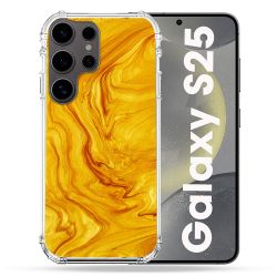 Coque Renforcée Pour Samsung Galaxy S25 Texture Marbre Jaune